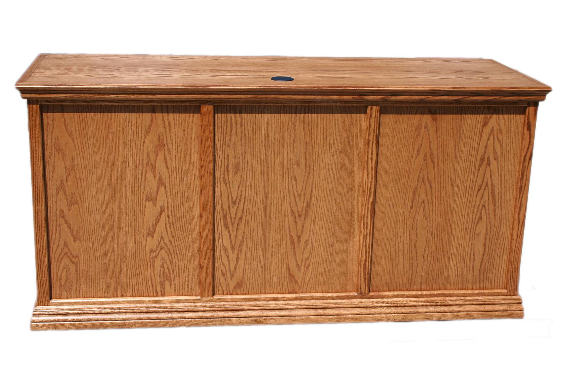 Traditional T653 62″ Double Pedestal Writing Desk shown in Oak, rear view Traditional T653 62" Double Pedestal Writing Desk shown in Oak, rear view