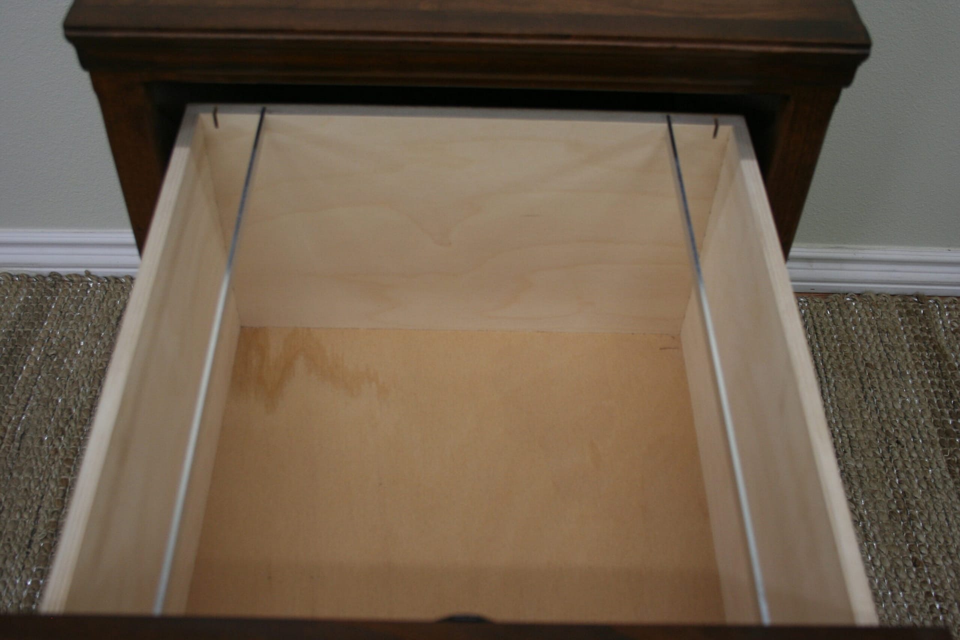 Front-to-back filing shown with included aluminum file hangers Front-to-back filing shown with included aluminum file hangers