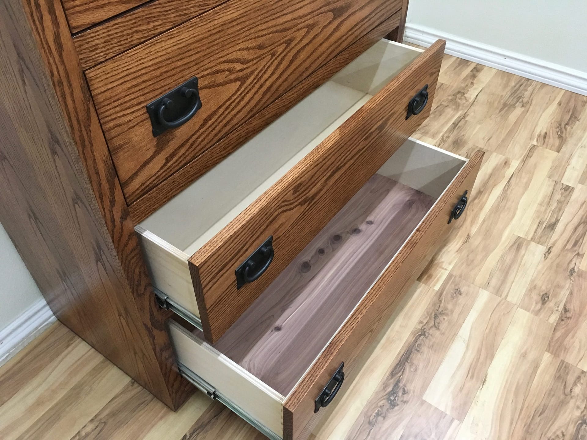 Cedar lined bottom dresser drawer Cedar lined bottom dresser drawer