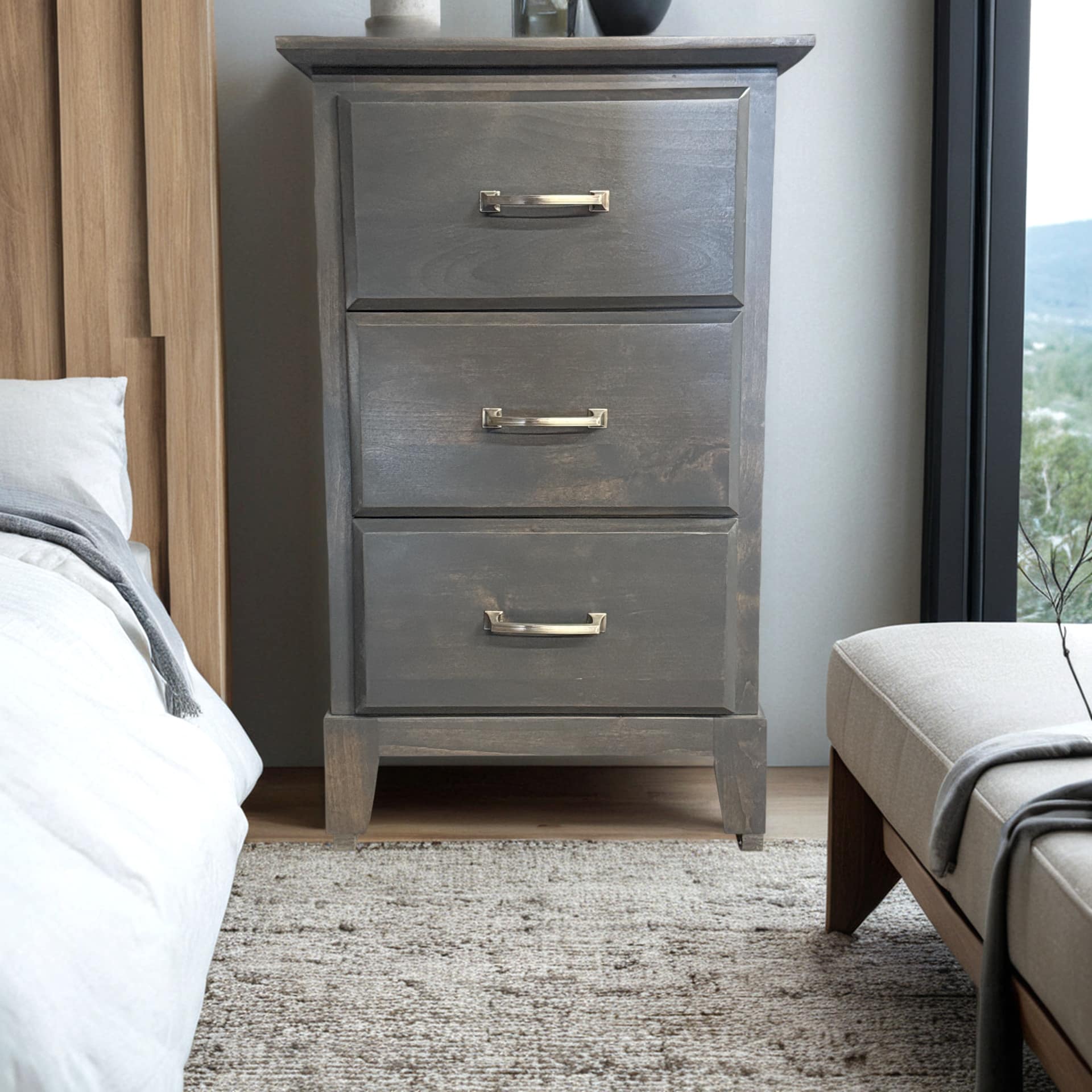 Avaon Solid Top 3 Drawer N. Stand Space saver-A448-Bedroom Bed Contemporary 2